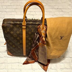 Louis Vuitton Porte-Documents Voyage Briefcase Brown Monogram - Dust Bag & Scarf